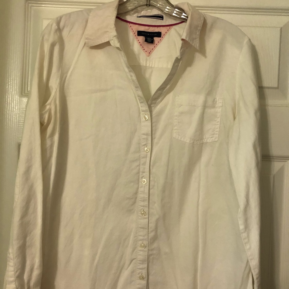 Tommy Hilfiger white button up blouse.